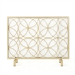Benjara Gold Fireplace Screen- Single Panel Overlapping Circle Design- 41x31