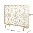 Benjara Gold Fireplace Screen- Single Panel Overlapping Circle Design- 41x31