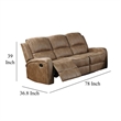 Benjara Charles Manual Recliner Sofa- Chestnut Brown Faux Leather- 78 Inch