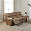 Benjara Charles Manual Recliner Sofa- Chestnut Brown Faux Leather- 78 Inch