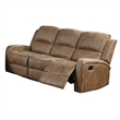 Benjara Charles Manual Recliner Sofa- Chestnut Brown Faux Leather- 78 Inch