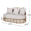 Benjara Outdoor Sofa Daybed- PE Rattan Woven Frame- Cushions- Natural Brown