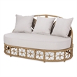 Benjara Outdoor Sofa Daybed- PE Rattan Woven Frame- Cushions- Natural Brown