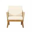 Benjara Oud 4pc Outdoor Sofa Set- Woven Rope Design- Natural Brown Acacia Wood
