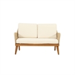 Benjara Oud 4pc Outdoor Sofa Set- Woven Rope Design- Natural Brown Acacia Wood