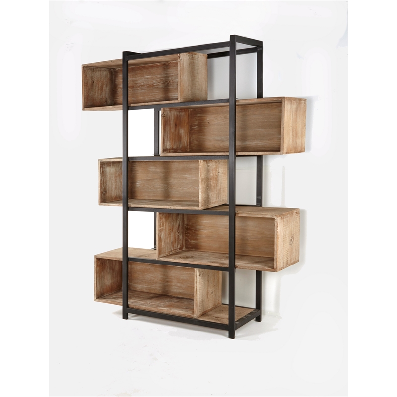 Benjara Ramy Accent Bookcase- Zig Zag Design- 90