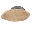 Benjara Lume Side End Table with Metal Trumpet Base- Gray Washed Live Edge Top