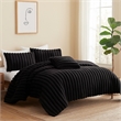 Benjara Sieno 3pc Twin XL Comforter Set- Shams- Black Faux Fur Micro Mink Back