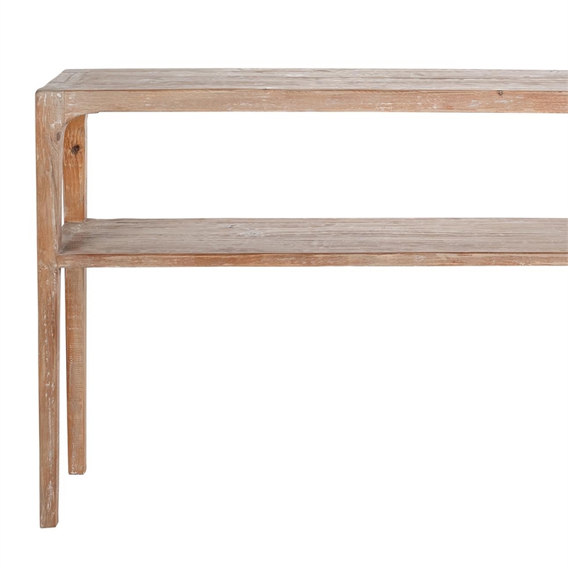 Benjara Tuley Sofa Console Table- Storage Shelf- Pine Wood- Gray- 48 Inch