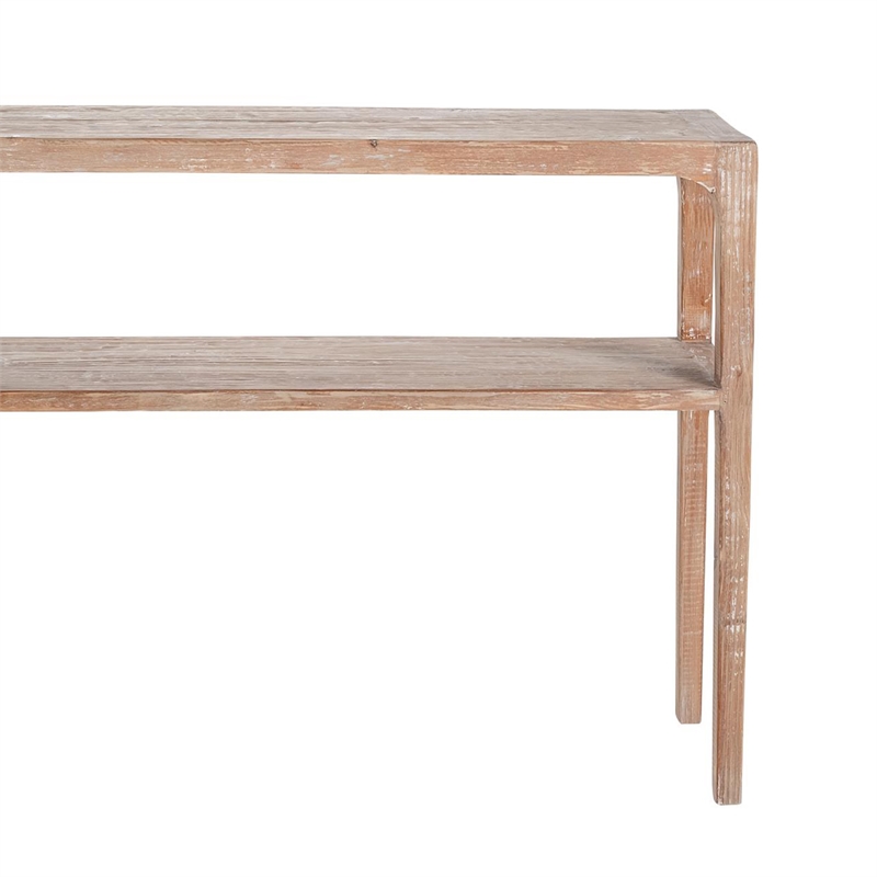 Benjara Tuley Sofa Console Table- Storage Shelf- Pine Wood- Gray- 48 Inch