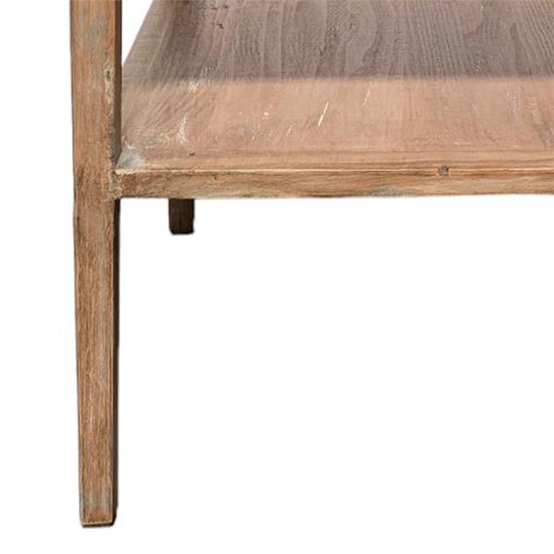 Benjara Tuley Corner End Table- Storage Shelf- Gray Pine Wood- 22in Square
