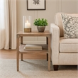Benjara Tuley Corner End Table- Storage Shelf- Gray Pine Wood- 22in Square