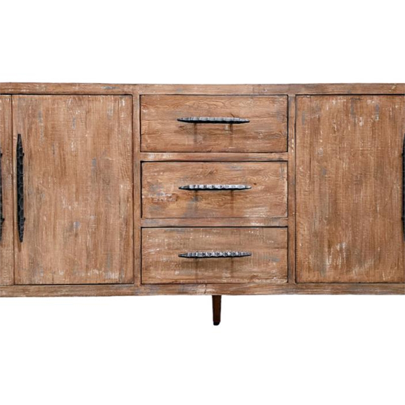 Benjara Tuley Sideboard Buffet Cabinet- 3 Drawers- 2 Cabinets- Brown- 91 Inch