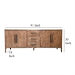 Benjara Tuley Sideboard Buffet Cabinet- 3 Drawers- 2 Cabinets- Brown- 91 Inch