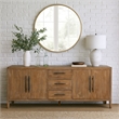 Benjara Tuley Sideboard Buffet Cabinet- 3 Drawers- 2 Cabinets- Brown- 91 Inch