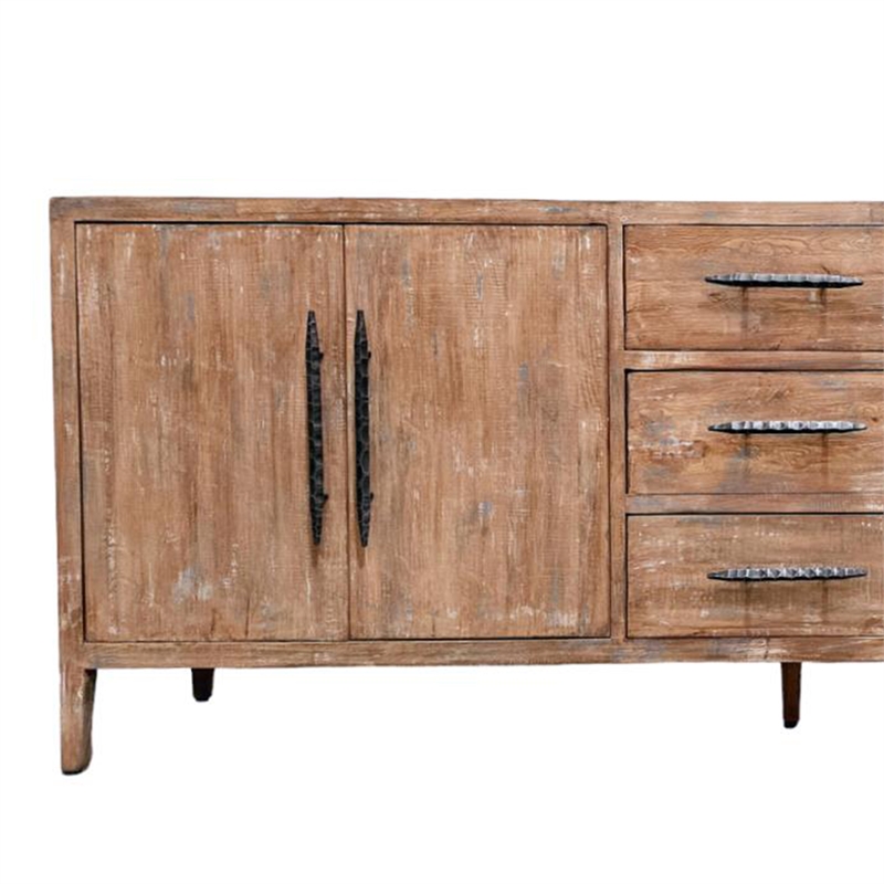 Benjara Tuley Sideboard Buffet Cabinet- 3 Drawers- 2 Cabinets- Brown- 91 Inch