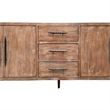 Benjara Tuley Sideboard Buffet Cabinet- 3 Drawers- 2 Cabinets- Brown- 91 Inch