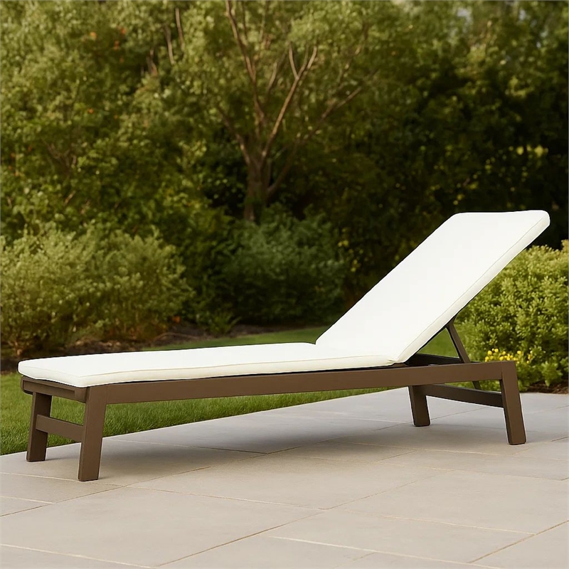 Benjara Pina Outdoor Cushion for Lounge Chaise- 79 Inch- Plush White Fabric