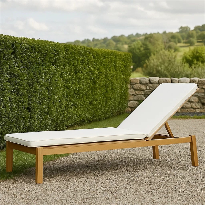 Benjara Pina Outdoor Cushion for Lounge Chaise- 79 Inch- Plush White Fabric