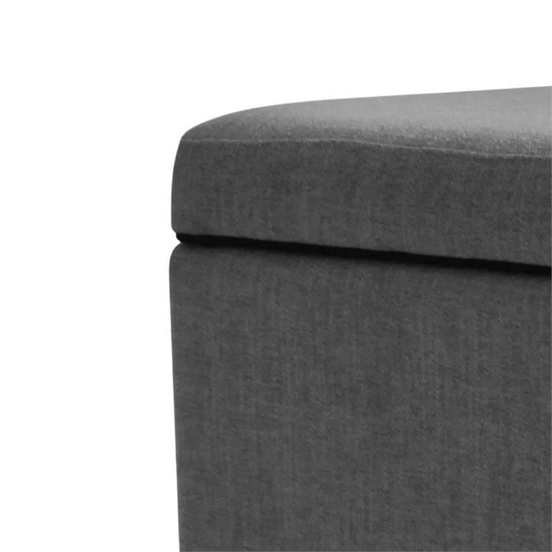 Benjara Storage Ottoman- Gray Fabric- Soft Cushions- Caster Wheels- 24 Inch