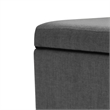 Benjara Storage Ottoman- Gray Fabric- Soft Cushions- Caster Wheels- 24 Inch