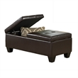 Benjara Storage Ottoman- Chocolate Faux Leather- Soft Cushioning- 47 Inch
