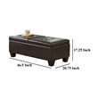 Benjara Storage Ottoman- Chocolate Faux Leather- Soft Cushioning- 47 Inch