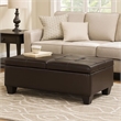 Benjara Storage Ottoman- Chocolate Faux Leather- Soft Cushioning- 47 Inch