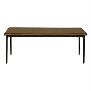 Benjara Lemy Coffee Table- 48&quot Rectangular Brown Top- Black Metal Frame