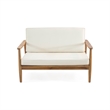 Benjara Roxy 2pc Outdoor Loveseat and Coffee Table Set- Acacia Wood- Cream