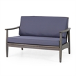 Benjara Roxy 2pc Outdoor Loveseat and Coffee Table Set- Acacia Wood- Dark Gray