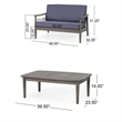 Benjara Roxy 2pc Outdoor Loveseat and Coffee Table Set- Acacia Wood- Dark Gray