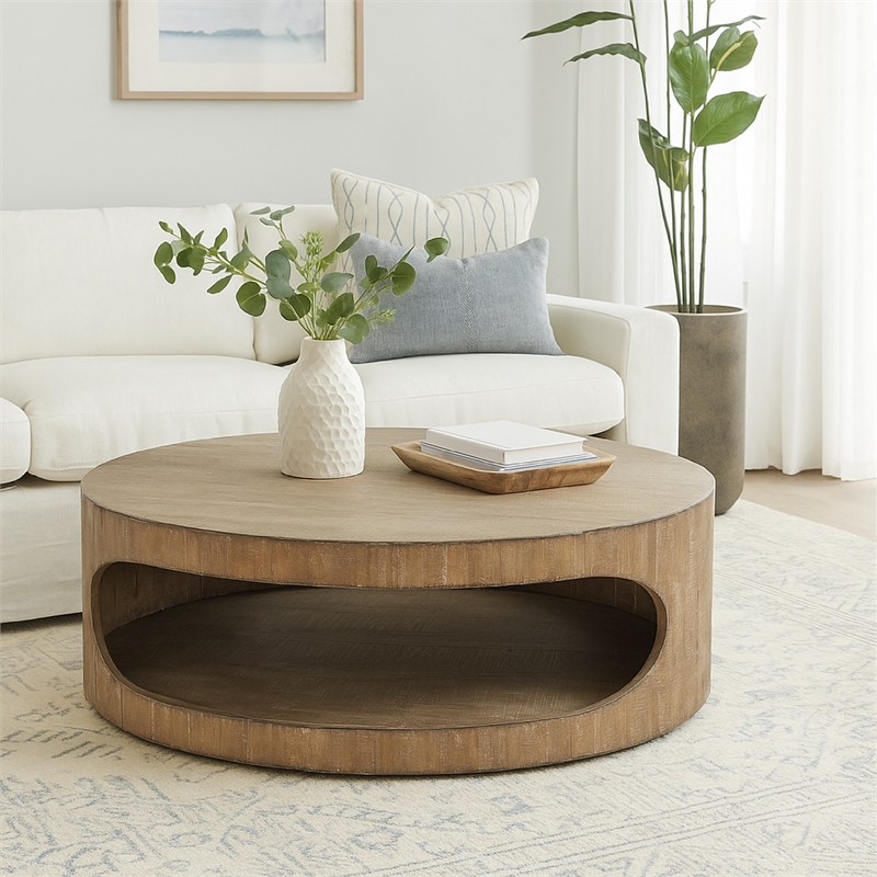 Benjara Roki Coffee Table w Shelf- 55