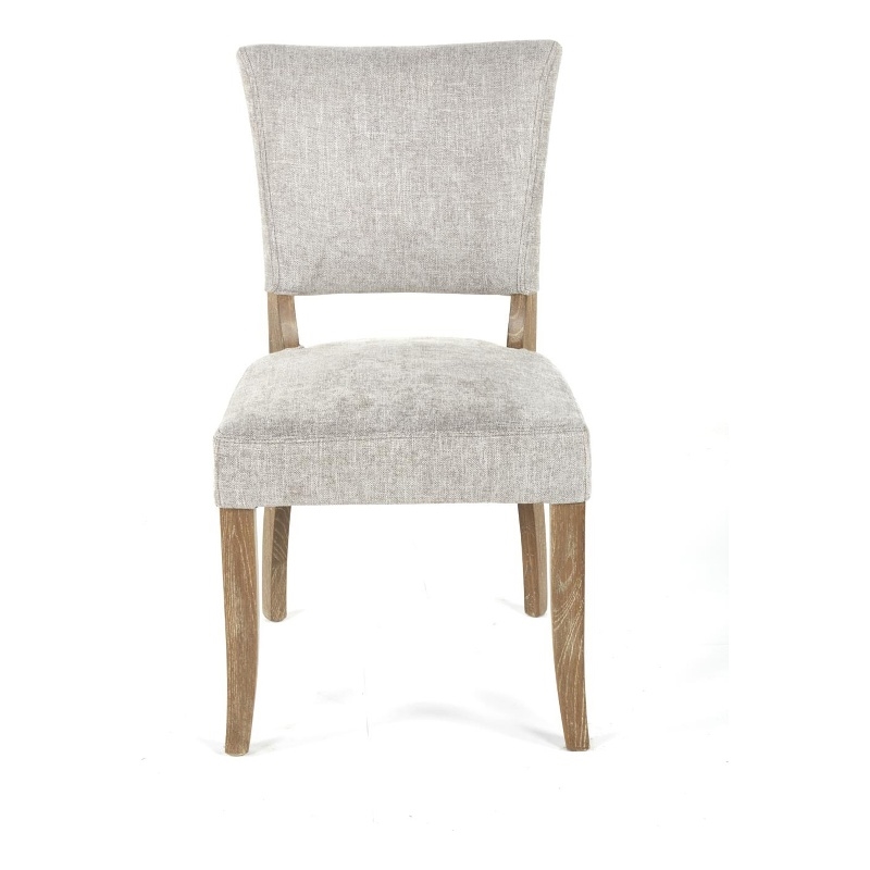 Benjara Ryna Dining Side Chair Set of 2- Gray- Washed Oak Brown Solid Wood