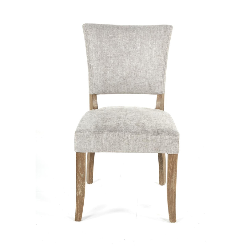 Benjara Ryna Dining Side Chair Set of 2- Gray- Washed Oak Brown Solid Wood