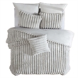 Benjara Sieno 4pc Queen Comforter Set- Gray Faux Fur and Micro Mink Backing