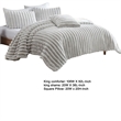Benjara Sieno 4pc King Comforter Set- Gray Faux Fur and Micro Mink Backing
