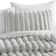 Benjara Sieno 4pc King Comforter Set- Gray Faux Fur and Micro Mink Backing