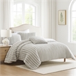 Benjara Sieno 4pc King Comforter Set- Gray Faux Fur and Micro Mink Backing