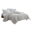 Benjara Sieno 4pc King Comforter Set- Gray Faux Fur and Micro Mink Backing