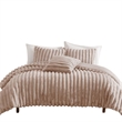 Benjara Sieno 4pc King Comforter Set- Blush Pink Faux Fur- Micro Mink Backing