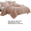 Benjara Sieno 4pc King Comforter Set- Blush Pink Faux Fur- Micro Mink Backing