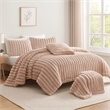 Benjara Sieno 4pc King Comforter Set- Blush Pink Faux Fur- Micro Mink Backing