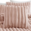 Benjara Sieno 4pc King Comforter Set- Blush Pink Faux Fur- Micro Mink Backing