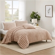 Benjara Sieno 4pc King Comforter Set- Blush Pink Faux Fur- Micro Mink Backing