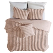 Benjara Sieno 4pc King Comforter Set- Blush Pink Faux Fur- Micro Mink Backing