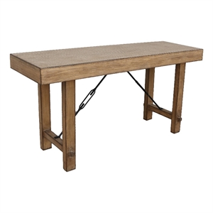 Benjara Dity Counter Height Table- 72&quot Rectangular Top- Antique Brown Wood