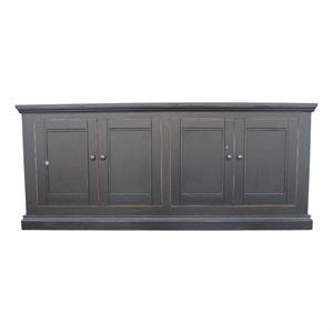 Benjara Miy Sideboard Buffet Cabinet- 4 Door- Matte Black Pine Wood 83 Inch