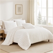 Benjara Sieno 4pc Queen Comforter Set- White Faux Fur and Micro Mink Backing
