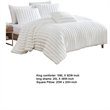 Benjara Sieno 4pc King Comforter Set- White Faux Fur and Micro Mink Backing